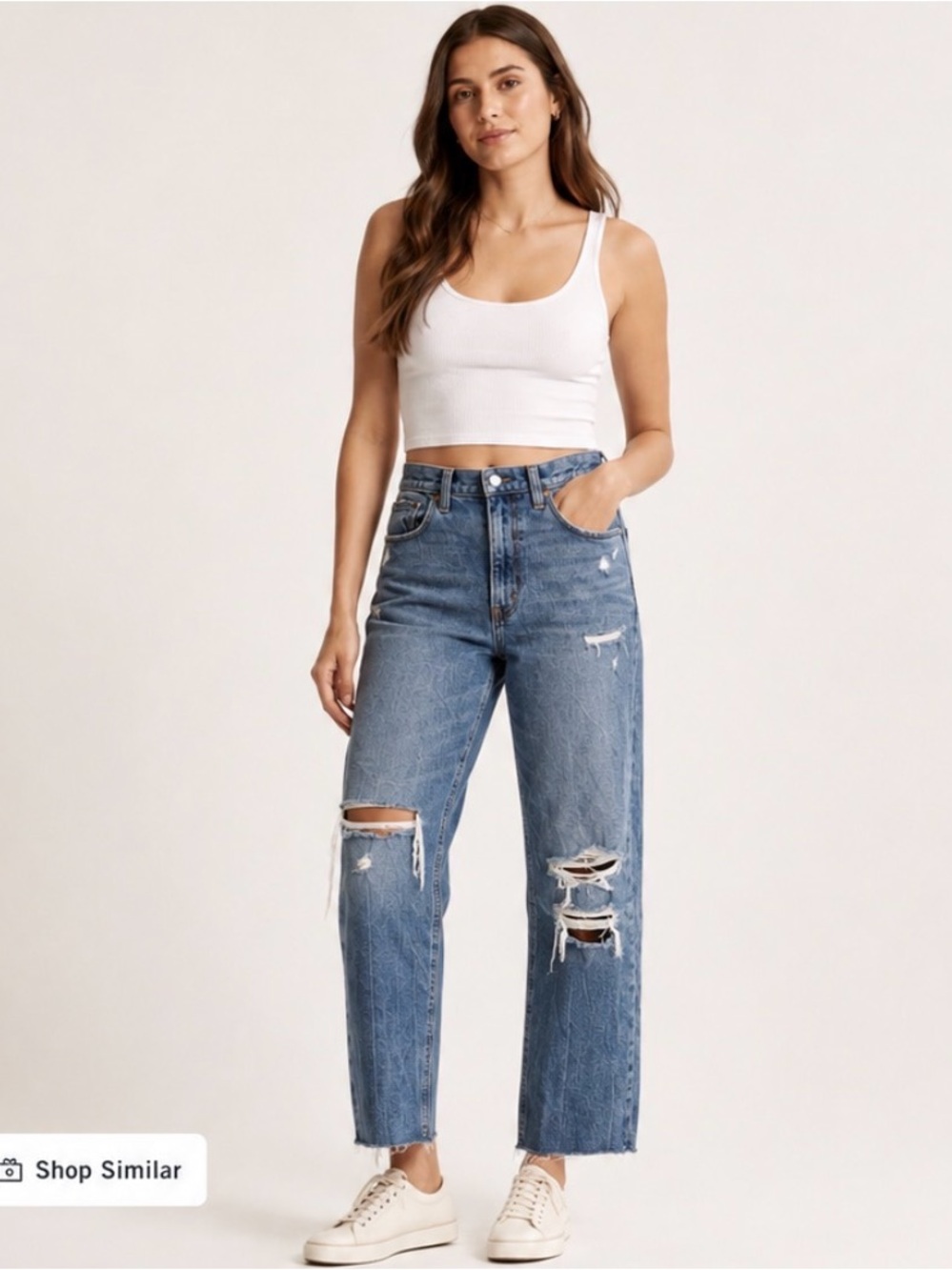 Abercrombie & Fitch The Ankle Straight Ultra High Rise Distressed Jeans 26/2R